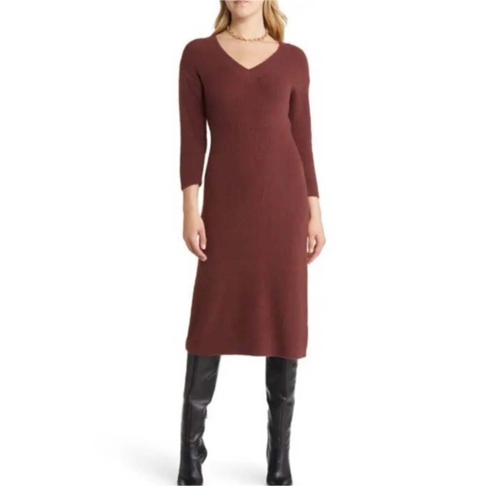 Halogen v neck long sleeve dress